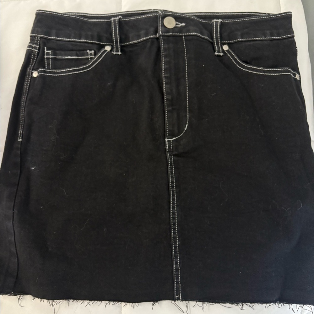 Denim Mini Skirt with Light Stitching (boutique)
